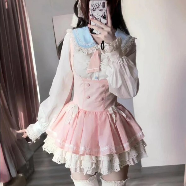 Cute pink layered kawaii sweet dress