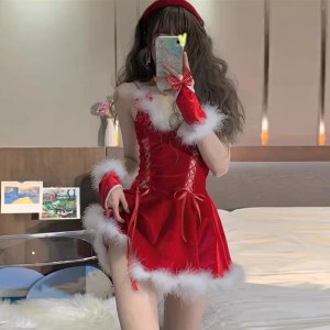 Christmas fluffy mini dress