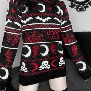 Christmas goth xmas sweater pullover red black and white
