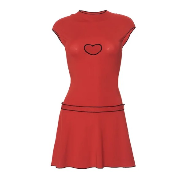 Red Heart Cut Out Mini Dress